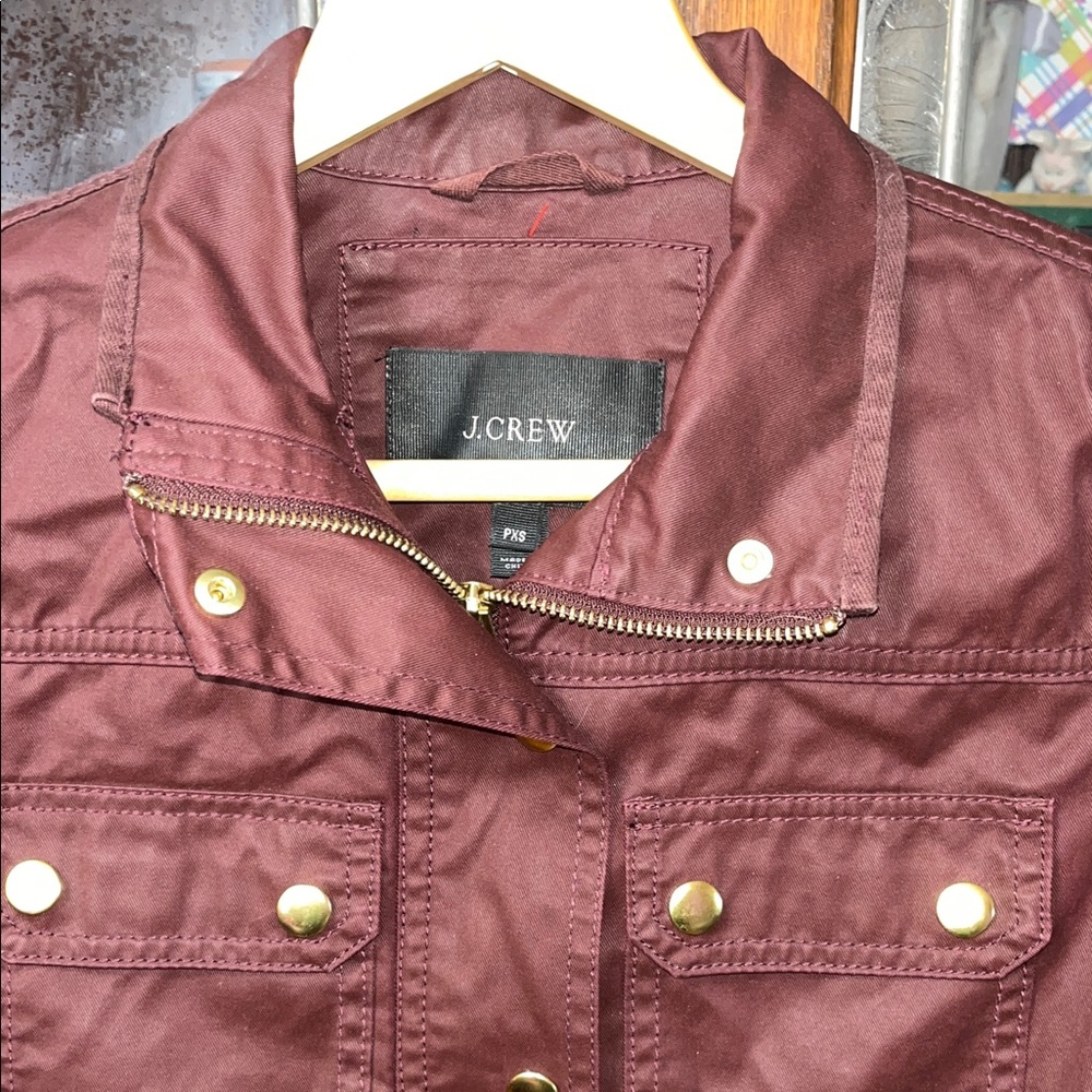 J. Crew Downtown Field Wine Jacket with Gold Buttons Size PXS - Picture 4 of 10